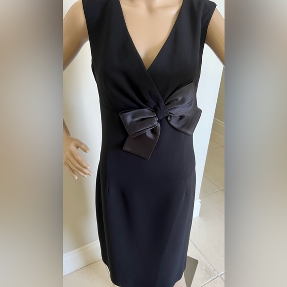Maggy London Black Midi Dress with Satin Bow - Picture 5 of 9